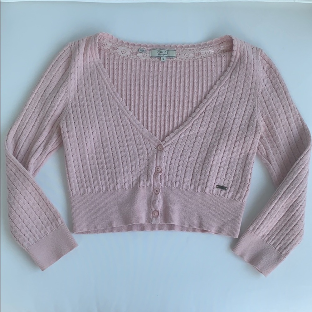 Guess Crop top sweater cardigan size M